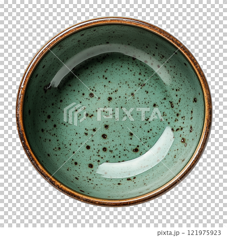 Beautiful handcrafted ceramic bowl with unique speckled glaze in soothing green tones 121975923