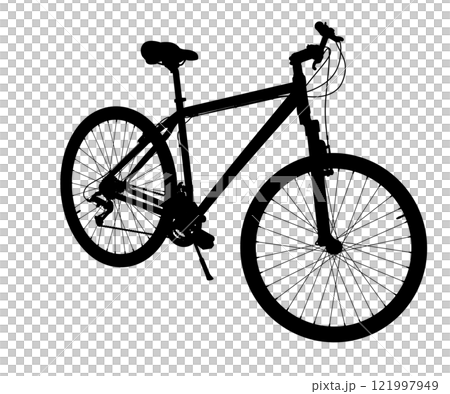 Black silhouette of bicycle standing on kickstand 121997949