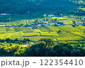 Vineyards and Donau river in Wachau valley Austria with autumn colored leaves small traditional village on sunny day. Traditional wine and tourism region, 122354410