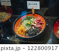 Shirasu don Bowl of steaming rice topped with shirasu fish 122800917