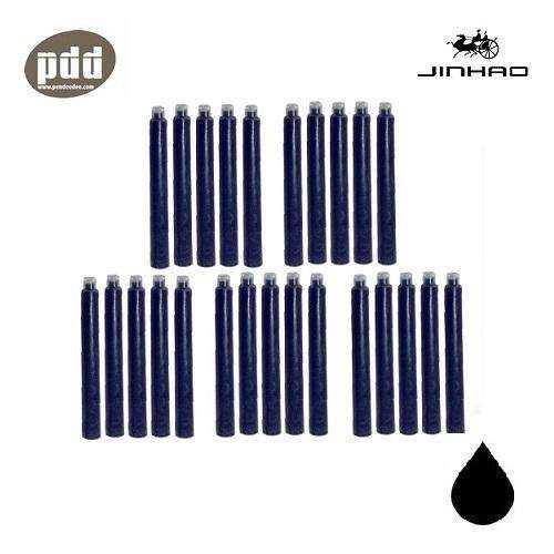 5 กล่อง JINHAO หมึกหลอดปากกาหมึกซีม แบบสั้น ขนาดมาตรฐาน สีดำ น้ำเงิน - 5 packs- JINHAO Ink Cartridge Fountain Pen Refills - Black Blue Ink