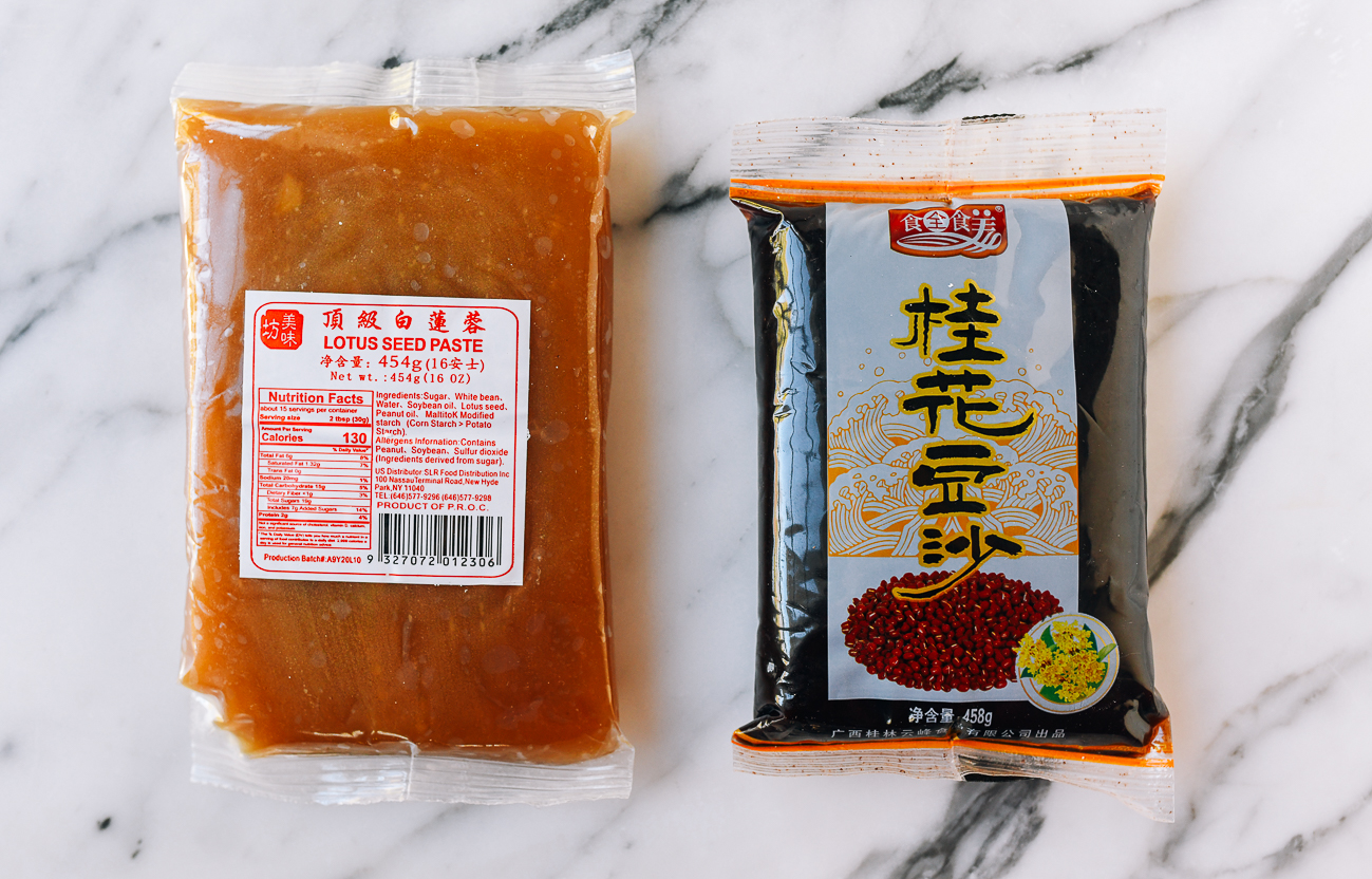 Packaged lotus and red bean paste, thewoksoflife.com