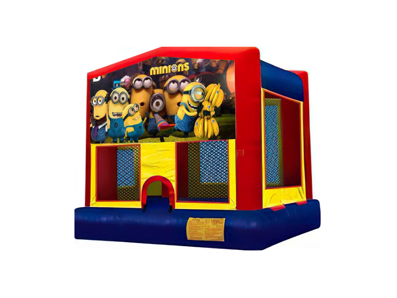 An inflatable Minions bounce house rental on a white background.