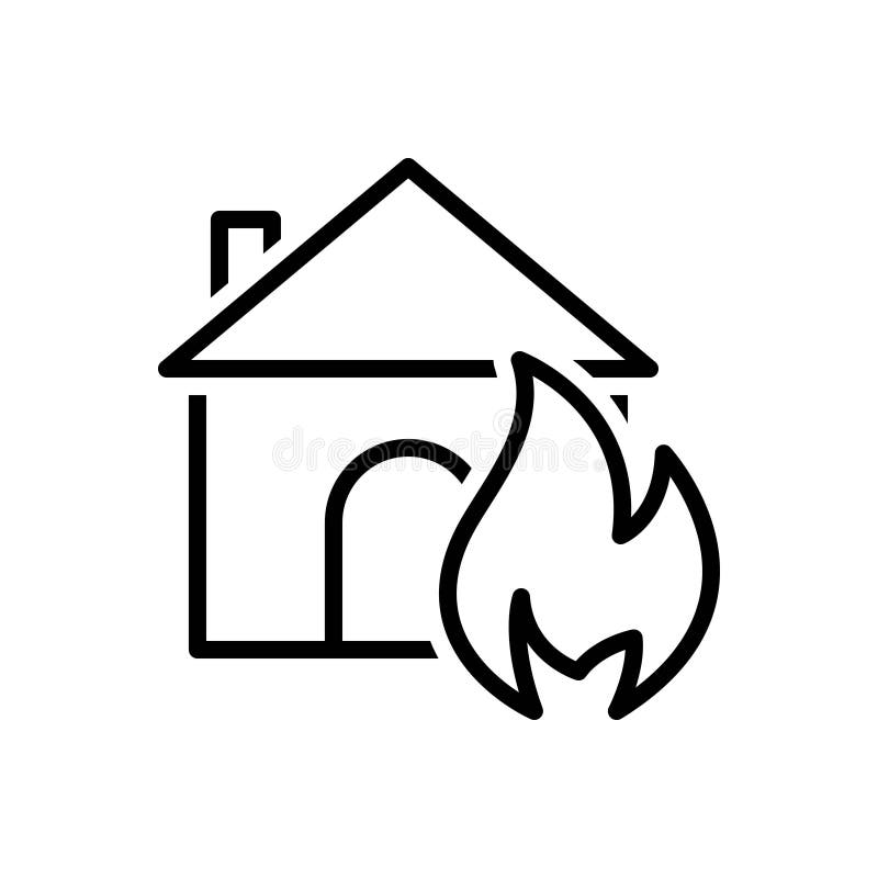 Black line icon for Suddenly, sudden, unexpected, incident,  abruptly and house.