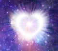 Glowing universal heart portal, infinite love, life, source, soul journey through Universe doorway