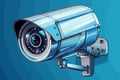 cartoon vector illustration of Corbel-based security camera for outdoor monitoring and safeguarding purposes