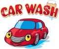 Cartoon Car with Car Wash Sign