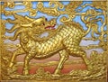 Gold dragon-headed unicorn