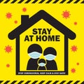 Covid-19 - stop coronavirus quarantine campaign of stay at home flat design