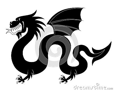 Silhouette of heraldic dragon Vector Illustration