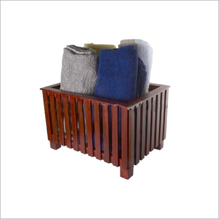 Brown Real Wood Towel Bin