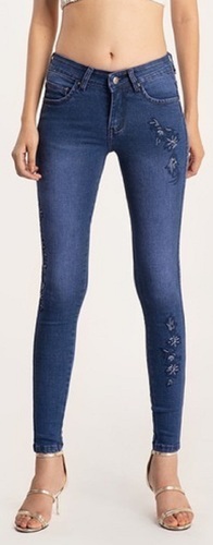 Blue Embroidered Jeans