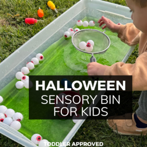 water play halloween sensory bin for kids