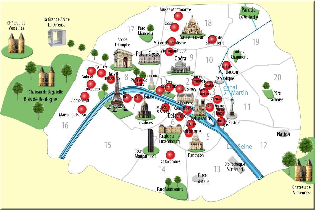 Mapa ng paris monumento