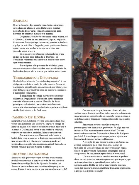 Dandd 5e Homebrew Samurai Samurai Bushido