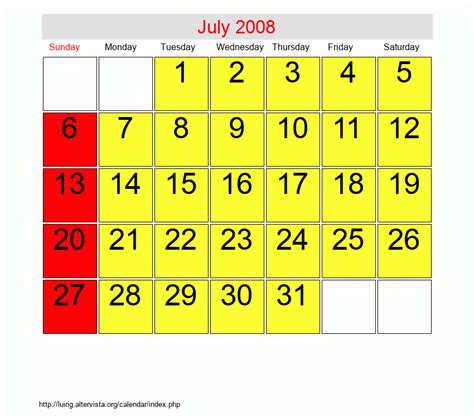 July 2008 Roman Catholic Saints Calendar