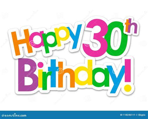 Happy 30th Birthday Colorful Stickers Stock Vector Illustration Of