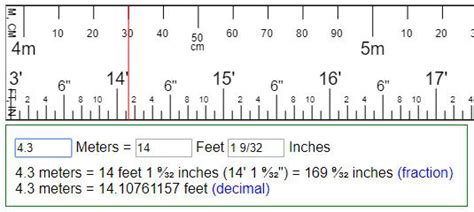 Convert Meters To Feet And Inches Or Reversion Ft And In M