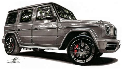 Realistic Car Drawing 2019 Mercedes Benz G Class Time Lapse Youtube