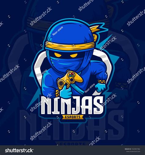 Blue Ninja Storm Mascot Logo Gaming Design Royalty Free Stock Vector