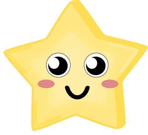 Cute Yellow Star Smile Face Big Eyes Cartoon Style Doodle Star PNG Illustration 24675140 PNG