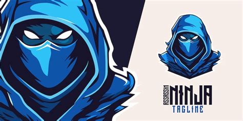 Captivating Blue Ninja Assassin Visualization Logo Mascot Art