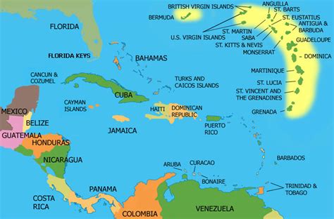 Map Of Usa And Caribbean Islands Map