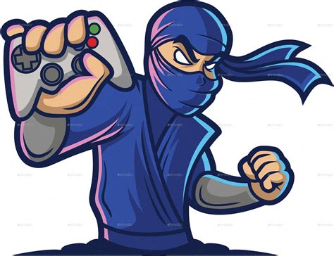 Blue Ninja Gaming With Joystick Logo Icon Png Transparent Background