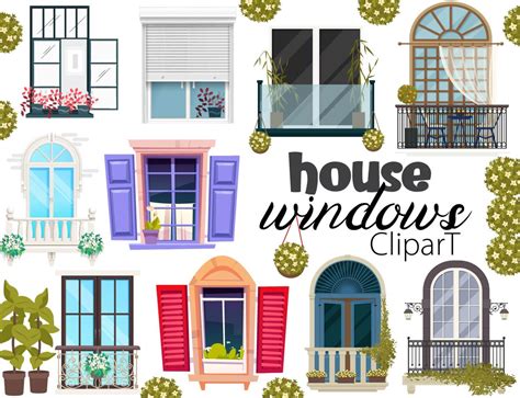 Digital Windows Clipart House Windowpane Vintage Glass Window Frame