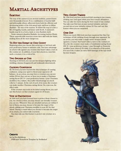 Fighter Archetype Samurai 5e Dungeon Masters Guild Dungeon