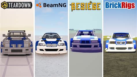 Teardown Bmw M3 Gtr Vs Beamng Vs Besiege Vs Brick Rigs Youtube