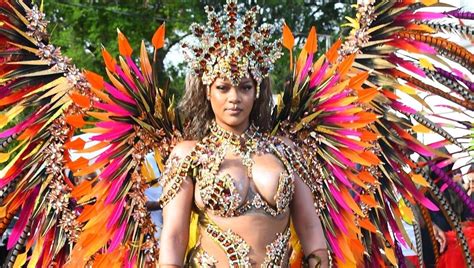 Rihanna Attends Barbados Carnival Nearly Naked Covered In Crystals