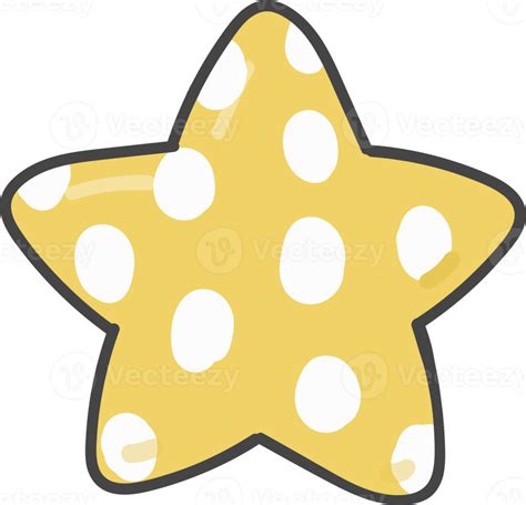 Cute Polka Dot Yellow Star Cartoon Doodle Hand Drawn 14295957 PNG