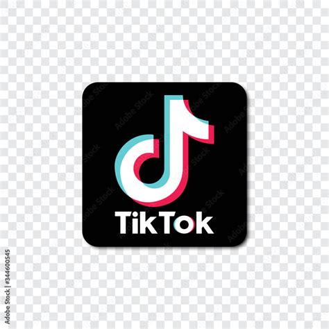 Tik Tok Logo With Shadow On A Transparent Background Stock Vector