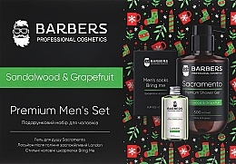 Подарунковий новорічний набір для чоловіків Barbers Mens Set Sandalwood & Grapefruit (sh/gel/500ml + aft/sh/lot/100ml + socks/2pcs)