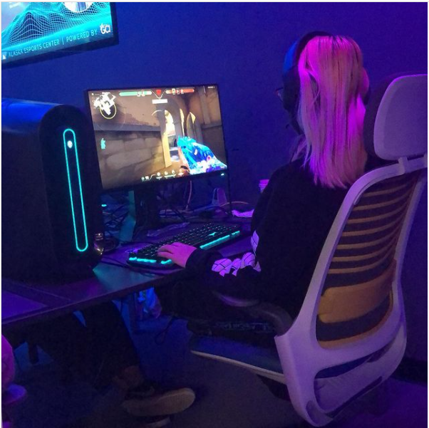 woman playing a video game