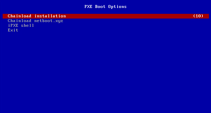 iPXE menu