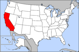 Mapa ning United States with California highlighted