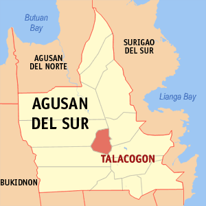 Mapa sa Agusan del Sur nga nagpakita sa nahimutangan sa Talacogon