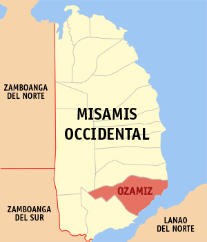 Mapa han Misamis Occidental nga nagpapakita kon hain nahamutangan an Syudad han Ozamiz