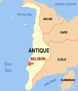 Mapa sa Antique nga nagpakita kon asa nahimutang ang Belison