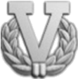 Silver "V" with wreath device for fifth award