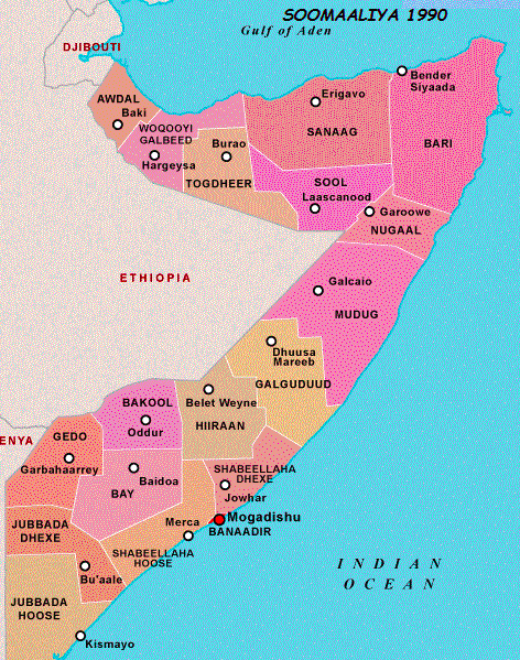 Map of the sites related to the Somali civil war [138]