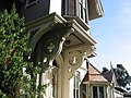 Details of gothic scrollwork over the main entrance