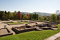 ORL 66 Aalen Ansicht der Außenanlge des Limesmuseums Aalen, rekonstruierte Grundmauern der principia des Reiterkastells.