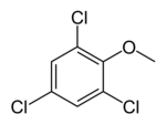 Structuurformule van 2,4,6-trichlooranisol