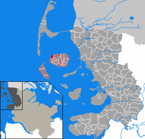 Poziția Dunsum pe harta districtului Nordfriesland