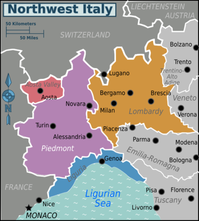 Map of Northwest Italy