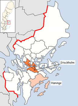 Haninge kommuns läge i Stockholms län