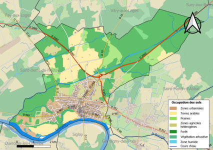 Carte des infrastructures et de l'occupation des sols de la commune en 2018 (CLC).